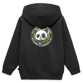 99% Bambou 1% Ambition Panda Ours Ami Amant - Sweat Premium à capuche zippé enfant bio - noir - Dos - AI Model Kid Male (0cm)
