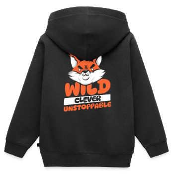 Wild Clever Inarrêtable Renard roux Canidae Caninae - Sweat Premium à capuche zippé enfant bio - noir - Dos - AI Model Kid Male (0cm)