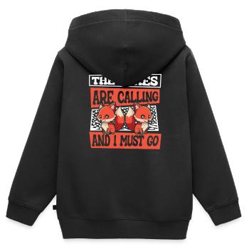 Füchse rufen und ich muss gehen Canidae Caninae - Kinder Premium Organic Zip Hoodie - Schwarz - Hinten - AI Model Kid Male (0cm)