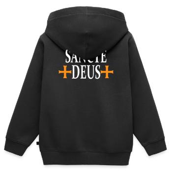 Sancte Deus Kreuz Religiöses Design - Kinder Premium Organic Zip Hoodie - Schwarz - Hinten - AI Model Kid Male (0cm)