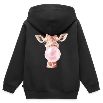 Lustige Giraffe Kaugummi Blase - Kinder Premium Organic Zip Hoodie - Schwarz - Hinten - AI Model Kid Male (0cm)