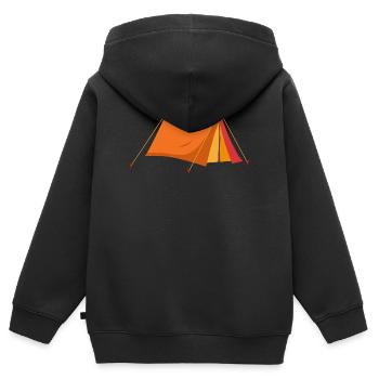 Vintage Zelt in Orange-Rot mit Camping-Flair - Kinder Premium Organic Zip Hoodie - Schwarz - Hinten - AI Model Kid Male (0cm)