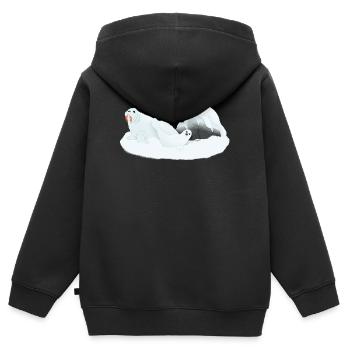 Conférences Tazz | Phoques endormis de l’Arctique - Sweat Premium à capuche zippé enfant bio - noir - Dos - AI Model Kid Male (0cm)