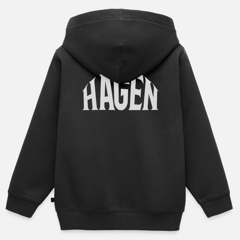 Hägen - Sweat Premium à capuche zippé enfant bio - noir