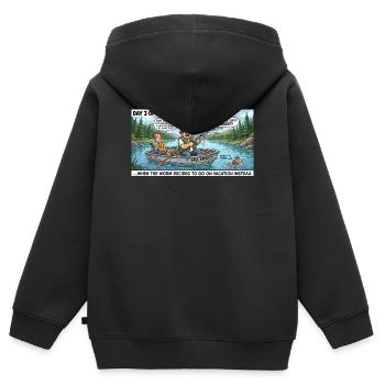 Sortie de pêche des bandits de bar - Sweat Premium à capuche zippé enfant bio - noir - Dos - AI Model Kid Male (0cm)