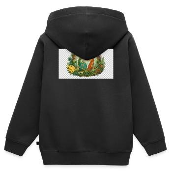 six sept - Sweat Premium à capuche zippé enfant bio - noir - Dos - AI Model Kid Male (0cm)