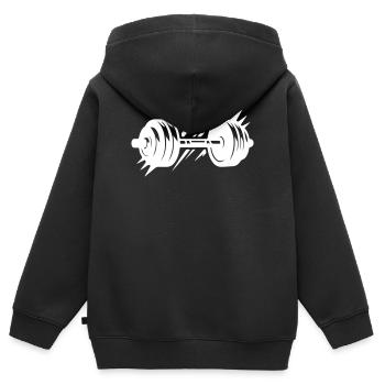 Langhantel Symbol Hanteln - Kinder Premium Organic Zip Hoodie - Schwarz - Hinten - AI Model Kid Male (0cm)