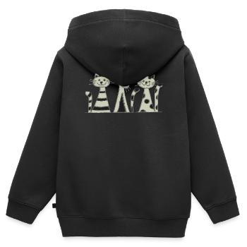Impressionnisme du Trio des Chats - Sweat Premium à capuche zippé enfant bio - noir - Dos - AI Model Kid Male (0cm)