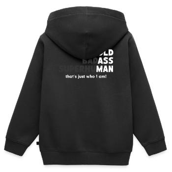 Superhumain audacieux et badass - Sweat Premium à capuche zippé enfant bio - noir - Dos - AI Model Kid Male (0cm)