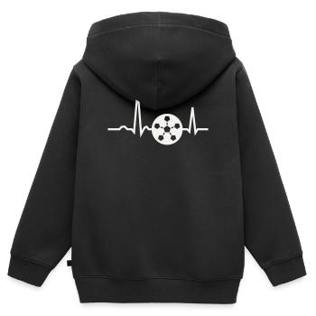 Don pour fan de la ligne ECG Pulsation de cœur de football - Sweat Premium à capuche zippé enfant bio - noir - Dos - AI Model Kid Male (0cm)