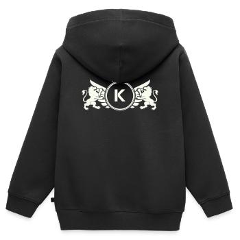 Couronne des armoiries du cercle K - Sweat Premium à capuche zippé enfant bio - noir - Dos - AI Model Kid Male (0cm)