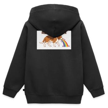 Beagle mit Regenbogenstrahl - Kinder Premium Organic Zip Hoodie - Schwarz - Hinten - AI Model Kid Male (0cm)