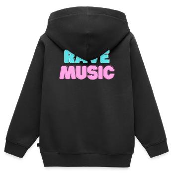 Musique rave Neon 3D - Sweat Premium à capuche zippé enfant bio - noir - Dos - AI Model Kid Male (0cm)