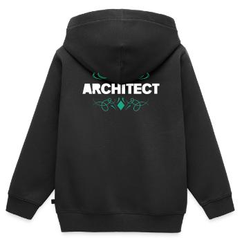 Architekt Schrift mit Ornamenten - Kinder Premium Organic Zip Hoodie - Schwarz - Hinten - AI Model Kid Male (0cm)