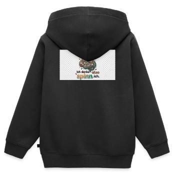 Ich denke also spinn ich Gehirnwerk - Kinder Premium Organic Zip Hoodie - Schwarz - Hinten - AI Model Kid Male (0cm)