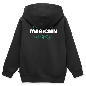 Magier-Logo mit Barockornament - Kinder Premium Organic Zip Hoodie - Schwarz - Hinten - AI Model Kid Male (0cm)