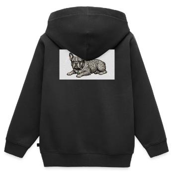 Ornate Bulldog Tattoo Muster - Kinder Premium Organic Zip Hoodie - Schwarz - Hinten - AI Model Kid Male (0cm)