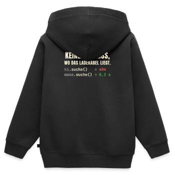 Keine KI weiß, wo das Ladekabel liegt – Mama schon - Kinder Premium Organic Zip Hoodie - Schwarz - Hinten - AI Model Kid Male (0cm)