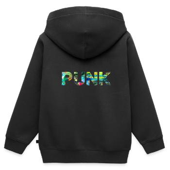 punk,punker,graffti,bunte schrift,typo - Kinder Premium Organic Zip Hoodie - Schwarz - Hinten - AI Model Kid Male (0cm)