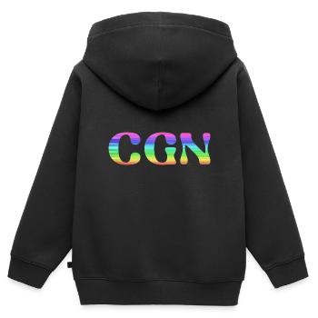 cgn, cologne,gay pride,LBGT,rainbow,LGBT - Kids Premium Organic Zip-up Hoodie - black - Back - AI Model Kid Male (0cm)