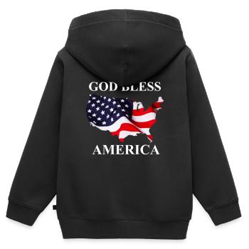 États-Unis God bless America - Sweat Premium à capuche zippé enfant bio - noir - Dos - AI Model Kid Male (0cm)