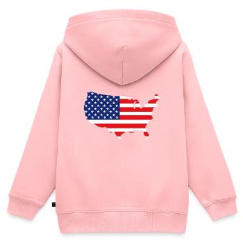 Carte des Etats-Unis - Sweat Premium à capuche zippé enfant bio - rose - Dos - AI Model Kid Female (0cm)