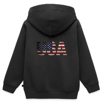 USA - Sweat Premium à capuche zippé enfant bio - noir - Dos - AI Model Kid Male (0cm)