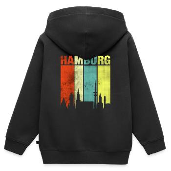 Hamburg - Kinder Premium Organic Zip Hoodie - Schwarz - Hinten - AI Model Kid Male (0cm)