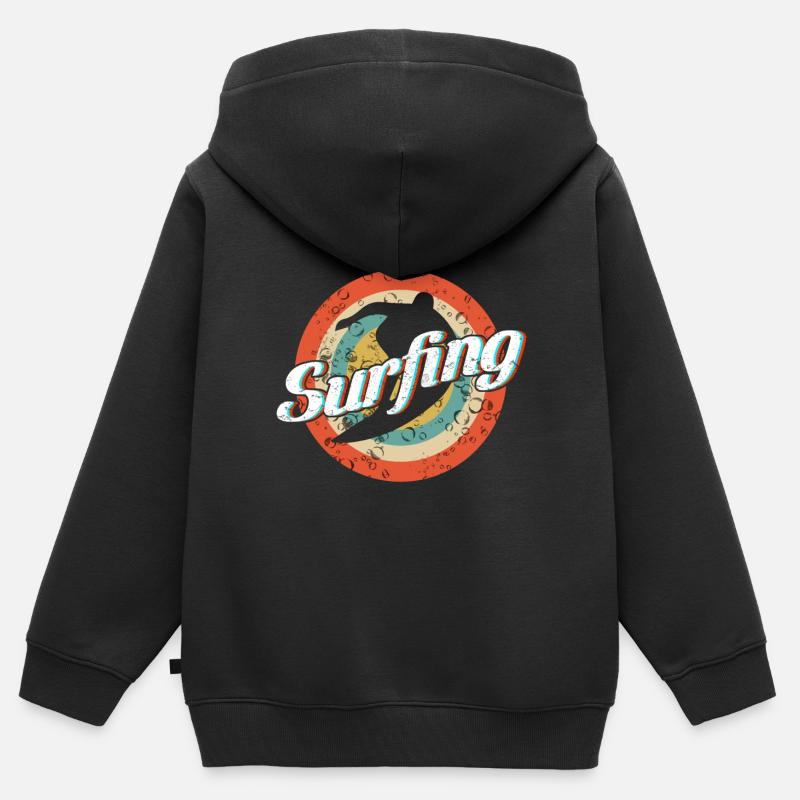 surf - Sweat Premium à capuche zippé enfant bio - noir
