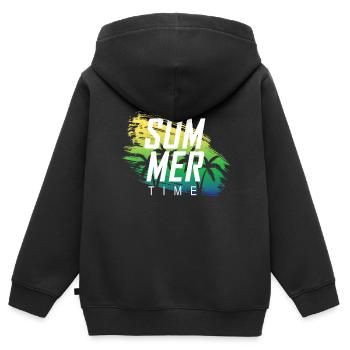 Heure d'été - Sweat Premium à capuche zippé enfant bio - noir - Dos - AI Model Kid Male (0cm)