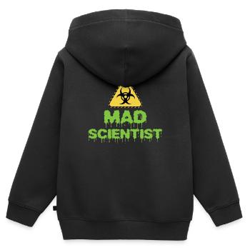 Mad Scientist - Kids Premium Organic Zip-up Hoodie - black - Back - AI Model Kid Male (0cm)