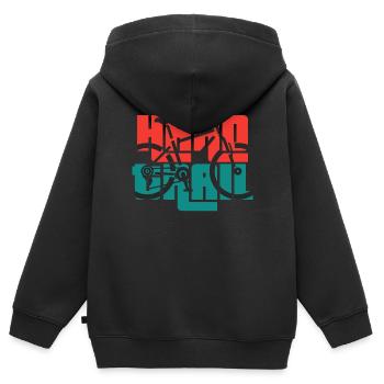 Vélo Train Dur - Sweat Premium à capuche zippé enfant bio - noir - Dos - AI Model Kid Male (0cm)