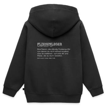 Définition du carreleur - Sweat Premium à capuche zippé enfant bio - noir - Dos - AI Model Kid Male (0cm)