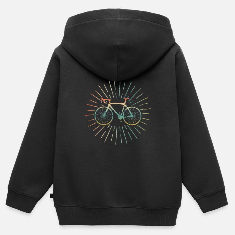 Vélo vintage - Sweat Premium à capuche zippé enfant bio - noir