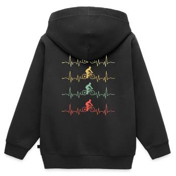 Fréquence cardiaque BIKE - Sweat Premium à capuche zippé enfant bio - noir - Dos - AI Model Kid Male (0cm)