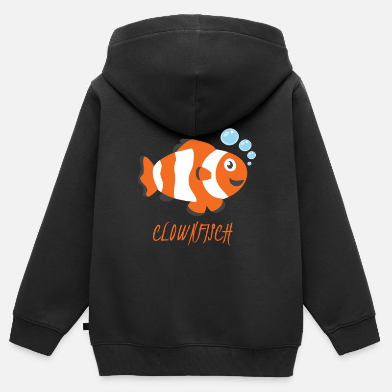 poisson clown - Sweat Premium à capuche zippé enfant bio - noir