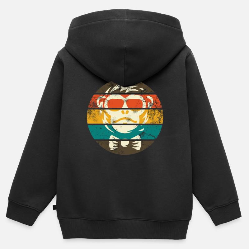 MONKEY VINTAGE - Sweat Premium à capuche zippé enfant bio - noir