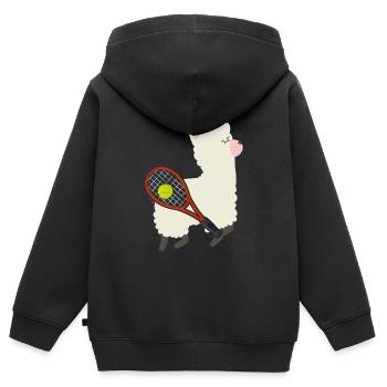 ALPACA SPORT TENNIS - Kinder Premium Organic Zip Hoodie - Schwarz - Hinten - AI Model Kid Male (0cm)
