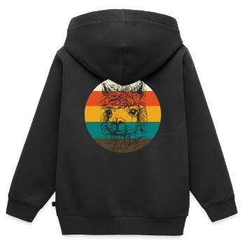 Alpaka Alpaca - Kinder Premium Organic Zip Hoodie - Schwarz - Hinten - AI Model Kid Male (0cm)