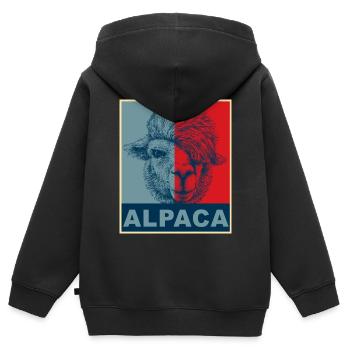 Alpaka Alpaca - Kinder Premium Organic Zip Hoodie - Schwarz - Hinten - AI Model Kid Male (0cm)