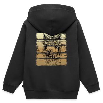 Alpaka Alpaca - Kinder Premium Organic Zip Hoodie - Schwarz - Hinten - AI Model Kid Male (0cm)