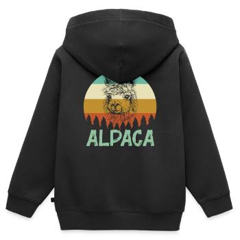 Alpaka Alpaca - Kinder Premium Organic Zip Hoodie - Schwarz - Hinten - AI Model Kid Male (0cm)