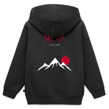 Japan Land der aufgehenden Sonne - Kinder Premium Organic Zip Hoodie - Schwarz - Hinten - AI Model Kid Male (0cm)
