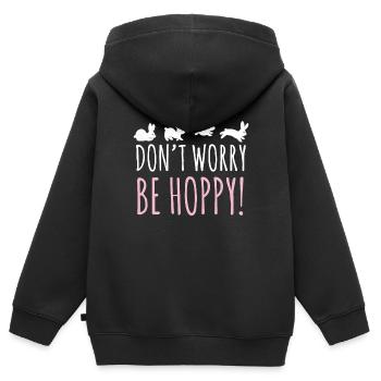 Ne vous inquiétez pas, lapin de Pâques - Sweat Premium à capuche zippé enfant bio - noir - Dos - AI Model Kid Male (0cm)