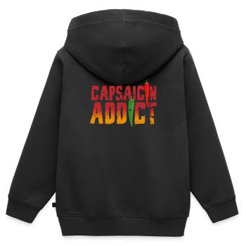 Capsaicin Addict Scharf Essen Chili Pepperoni Hot - Kinder Premium Organic Zip Hoodie - Schwarz - Hinten - AI Model Kid Male (0cm)