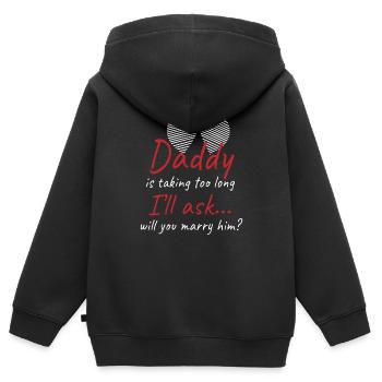 Papa braucht zu lange Hochzeit Antrag - Kinder Premium Organic Zip Hoodie - Schwarz - Hinten - AI Model Kid Male (0cm)