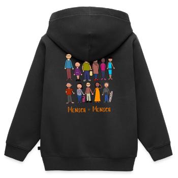 Mensch = Mensch - Kinder Premium Organic Zip Hoodie - Schwarz - Hinten - AI Model Kid Male (0cm)