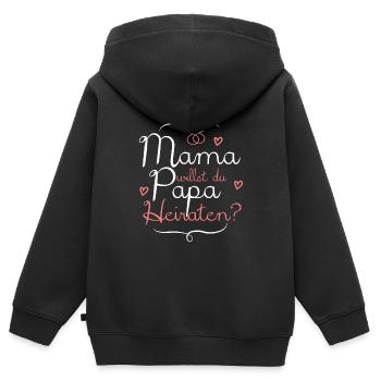 Mama Willst du Papa Heiraten Verlobung - Kinder Premium Organic Zip Hoodie - Schwarz - Hinten - AI Model Kid Male (0cm)