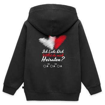 Willst du mich Heiraten Hochzeit Antrag - Kinder Premium Organic Zip Hoodie - Schwarz - Hinten - AI Model Kid Male (0cm)