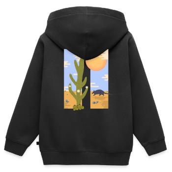 CACTUS - Kinder Premium Organic Zip Hoodie - Schwarz - Hinten - AI Model Kid Male (0cm)